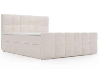 Produktbild von GrainGold Boxspringbett Alicante 160x200 cm - Bett 160x200, Kontinentalbett mit Bettkasten - Doppelbett mit Matratze - Bett mit Velvet-Stoff - Beige