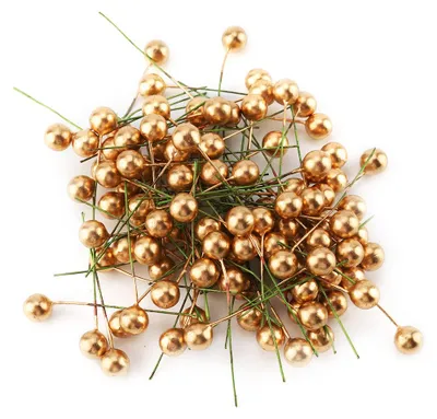 Produktbild von 100 Stück künstliche goldene Stechpalmenbeere, Weihnachtsdekoration, hängende Ornamente, 12 mm
