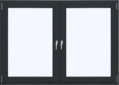 Produktbild von ARON Ternum Aluminiumfenster RAL 7016 anthrazitgrau 2 Flügelig (Dreh-Kipp/Dreh-Kipp) mit festem Pfosten 1100x1300 mm