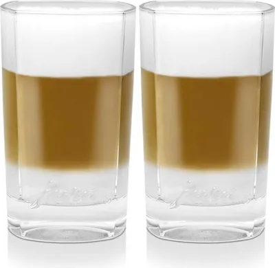 Two glasses of latte macchiato on a white background.