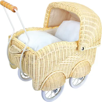 Produktbild von Puppenwagen Korbgeflecht beige