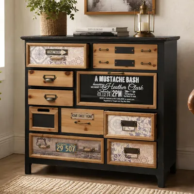 Productafbeelding van Apothekerskast HWC-A43, commode, massief grenenhout, vintage, shabby-chic stijl, 90x90x32 cm
