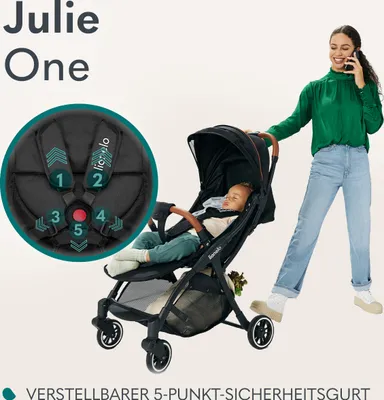 Produktbild von Lionelo Julie One Buggy Kinderwagen bis 22 kg verstellbare Rückenlehne und Fußstütze Moskitonetz Beinwärmer Getränkehalter und Transporttasche zusammenklappbar