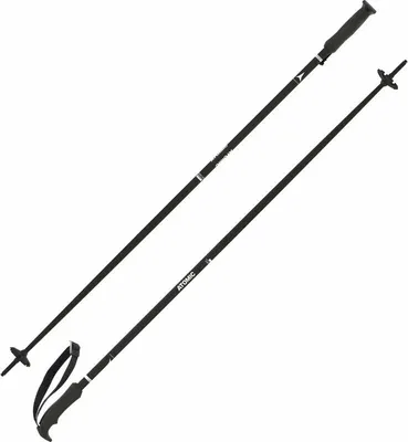 A pair of black ski poles on a white background.