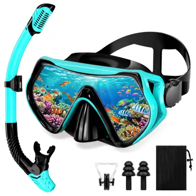 Image de Kit de snorkeling pour adultes, comprenant un masque anti-buée et un tuba sec