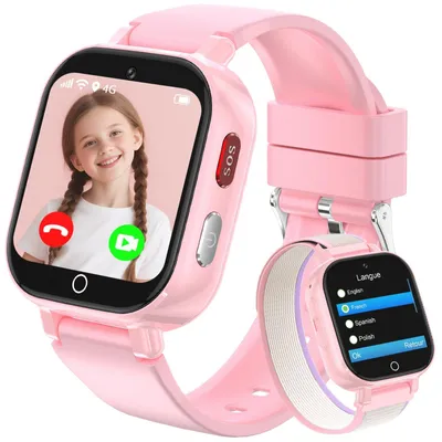 Obrázek produktu pro Chytré hodinky pro děti s GPS a telefonem 4G, možnost videohovorů, růžové