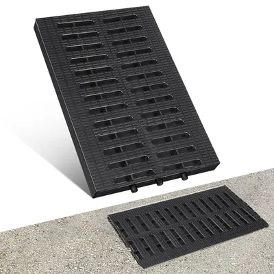 Productafbeelding van Afvoerrooster - Kunststof - Voor het afdekken van vloerafvoeren - Zwart - 31,00 x 20,00 x 2,20 cm