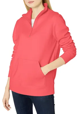 Obrázok produktu pre Dámske dlhý rukávový top z fleece s čiastočným zipsom (v ponuke)