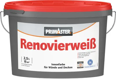 Produktbild von Primaster Wandfarbe Renovierweiß weiß 2,5 L
