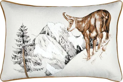 Obrázok produktu pre STOF | Vianočný vankúš - Dekoračný vankúš - 60 x 40 cm - bielo-hnedý - Vankúš na pohovku - Zimné hory