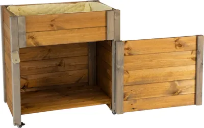 Produktbild von dobar Rollbarer Gartenschrank mit Pflanzkasten inkl. Schafswolle, Gr. M / Braun/Grau