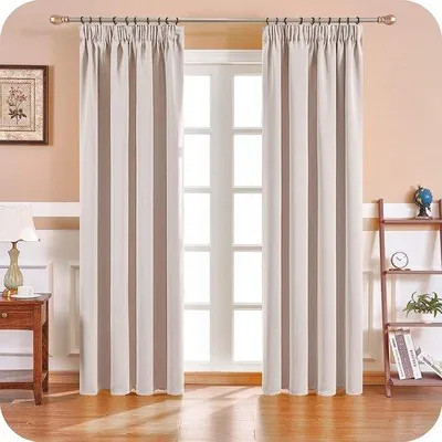 Produktbild von Unyqoos® Verdunkelungs-Vorhänge – blickdicht beige, 245 x 140 cm (H x B), 2er-Set, mit Kräuselband, Schlaufen & Stangentasche für Wohn- und Schlafzimmer