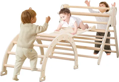 Immagine prodotto di triangolo di arrampicata 3 in 1 con scivolo Telaio di arrampicata per bambini a partire dai 2 anni di età