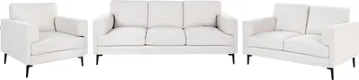 Produktbild von BELIANI 6-Sitzer Sofa Set Hellbeige Stoff Gepolstert mit Breiten Armlehnen Schwarze Hohe Metallbeine Schlicht Mid-Cenutry Modern Wohnzimmmer