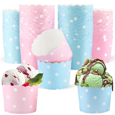 Produktbild von Eisbecher aus Pappe - 50 Stück - Für Desserts, Eis und Muffins - Weiß