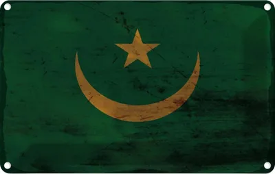 Produktbild von vianmo Blechschild 12x18 cm Mauretanien Mauritania Rost Flagge Fahne Wappen
