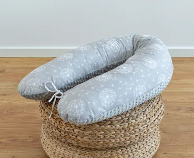 Produktbild von 170 cm M/L PUSTELBLUME Baumwolle/ MINKY Seitenschläferkissen Medium-WEICH Füllung Kissen + Bezug Stillkissen Schwangerschaftskissen Relaxkissen LOOLAY