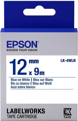 Produktbild von Epson Etikettenkassette LK-4WLN - Standard - blau auf weiß - 12mmx9m, Blau auf weiss, Japan, LabelWorks LW-1000P LabelWorks LW-300 LabelWorks LW-400 LabelWorks LW-400VP LabelWorks LW-600P..., 1,2 cm, 9 m, 1 Stück(e)