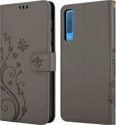 Immagine prodotto di Cadorabo cover per Samsung Galaxy A7 2018 cover protettiva in grigio cover protettiva custodia telefono cellulare custodia fiori custodia fiori