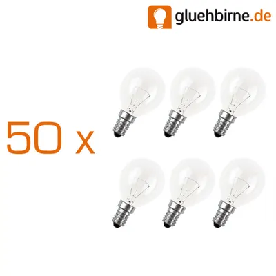 Produktbild von 50 x Tropfen Glühbirne 15W E14 klar Glühlampe 15 Watt Glühbirnen Glühlampen