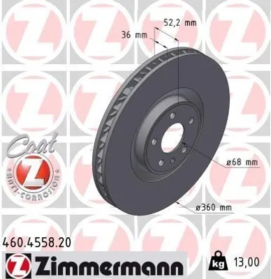 Produktbild von ZIMMERMANN Bremsscheibe Vorne Rechts für PORSCHE Macan (95B) 360mm 460.4558.20
