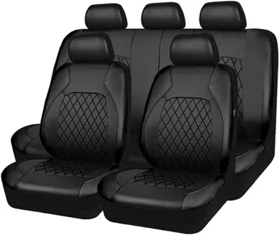 Produktbild von Autositzbezüge Set 9-teilig, Kunstleder, universal, schwarz, für Auto