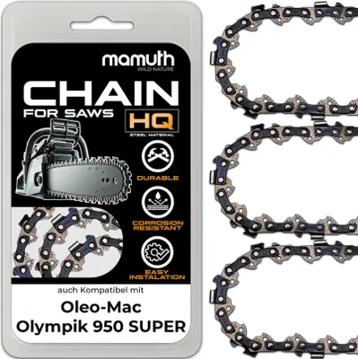 Image de 3x chaîne de tronçonneuse 40cm 1,5mm 0,325" 66 TG pour Oleo-Mac Olympik 950 SUPER