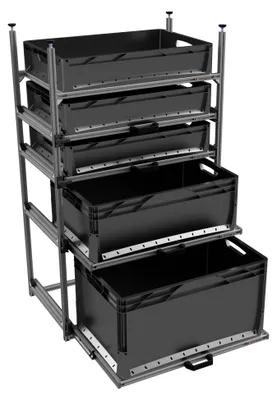 Produktbild von Wohnmobil Regal Regalsystem Tower 3 mit bis zu 5 Auszügen, 687x407mm, 4 Auszüge & 1 Regalrahmen