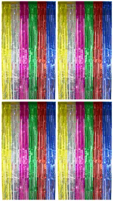 Produktbild von 4x Lametta Vorhang - bunt - 91x244 cm