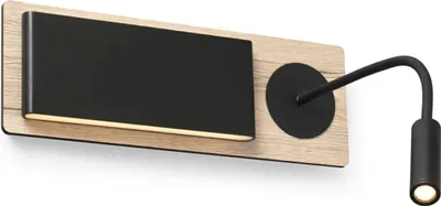 Produktbild von Lampa ścienna LED MOOD z punktem do czytania 2x3W brązowa, czarna