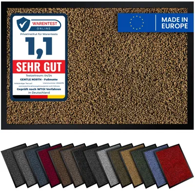 Produktbild von Gentle North Hochwertige Fußmatte beige 60x80cm groß für Innen & Außen - Schmutzfangmatte rutschfest, waschbar & wetterfest