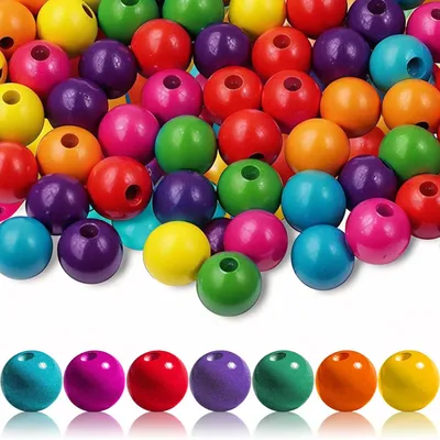 Produktbild von 150 bunte Holzperlen, 20 mm - zum Selbermachen von Schmuck
