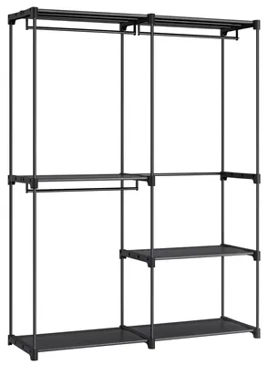 Produktbild von Stoffkleiderschrank - Freistehender Kleiderschrank - Kleiderständer - Schlafzimmer - Schwarz