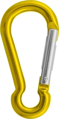 Mini Schnapper 8 cm Materialkarabiner von Aliens in leuchtendem Gelb mit silbernem Verschluss.