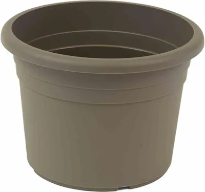 Produktbild von Topf CILINDRO Ø 25 x 17,6 cm,, taupe Rundes Kunststoffgefäß mit Bodenlöchern