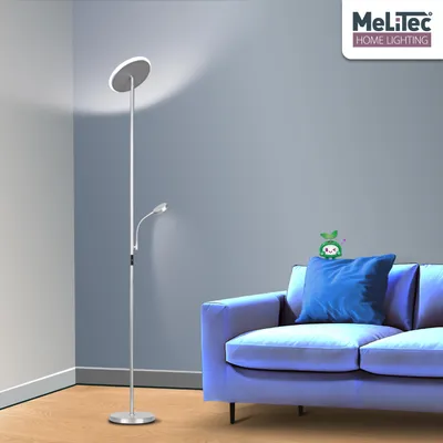 Produktbild von Deckenfluter mit Leseleuchte, Dimmbar, Titan, Rund, ST58, MeLiTec