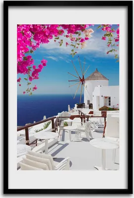 Produktbild von Bild - Bilderrahmen - 40 cm x 60 cm - MDF - Rahmen - Wandkunst - Santorini Griechenland