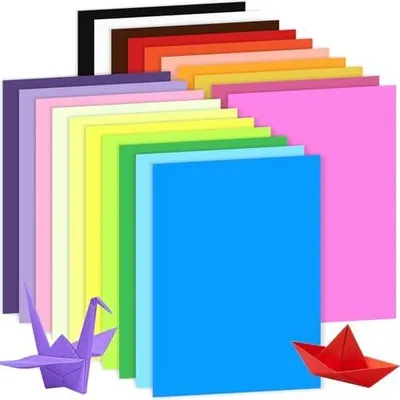 Produktbild von 100 Blatt Buntes Papier A4, Caianwin 60 g/m? Bastelpapier Doppelseitiges Farbig Origami Papier für DIY, Kunstprojekte, Haus und Schule(20 Farben)