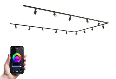 Image de HOFTRONIC - Kit système de rails 14 spots RGBWW GU10 230 V IP20 Noir