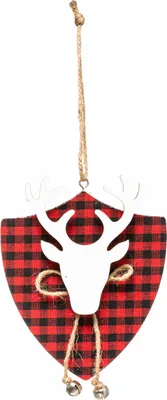 Produktbild von Rentierkopf-Christbaumschmuck Tartan rot-schwarz-weiß 14 cm - Einheitsgröße
