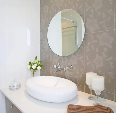 Imagen del producto de Espejo redondo sin marco, de 80 cm de diámetro, espejo de pared para baño
