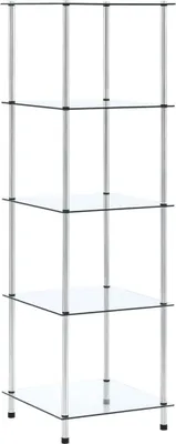 Image de vidaXL Étagère avec 5 étagères Transparent 40x40x130 cm verre trempé