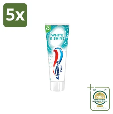Productafbeelding van 5 x Aquafresh White & Shine tandpasta - 75 ml - Voorraadverpakking - 5 stuks