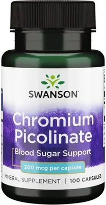 Obrázok produktu pre Pikolinát chrómu 200 mcg 100 kapsúl Swanson Health Products