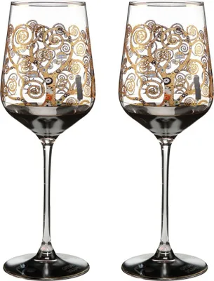 Produktbild von 2er Set Gustav Klimt Weinglas Der Lebensbaum H. 25cm 450ml Goebel
