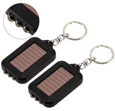 Produktbild von 2 Stück Multifunktionale Mini Taschenlampe – Schlüsselanhänger LED-Taschenlampe, Reise-Lichtwerkzeug, Solarladung Funktion