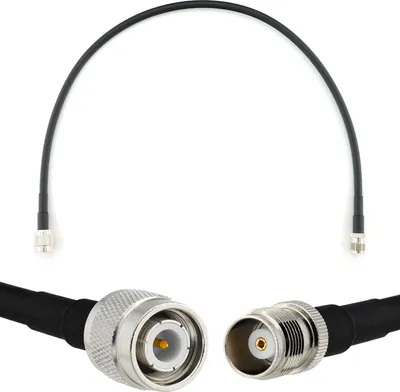 Obrázek produktu pro 50cm koaxiální kabel TNC samec na TNC samici - Prodlužovací kabel TNC HF-240 (ekvivalent LMR 240) 0,5 m propojovací kabel (50 Ohm) - Černý anténní kabel pro HAM rádio CB rádio WIFI anténu