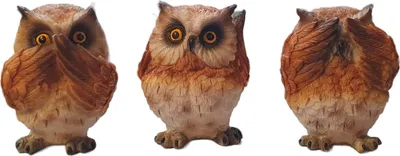 Produktbild von Figur Eule 3-fach sort. Polyresin 10 x 6 x 6 cm braun