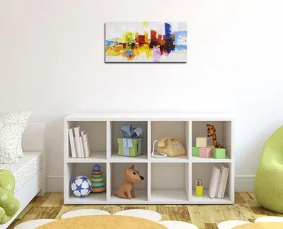 Produktbild von Famanu Wandbild Handgemalt Bunt Abstrakt - 40 x 81 cm