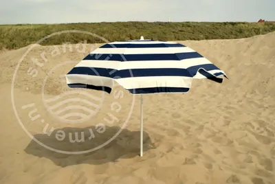 Image de Parasol de plage bleu marine et blanc en Polyacrylique, Ø 180 cm, parasol de camping